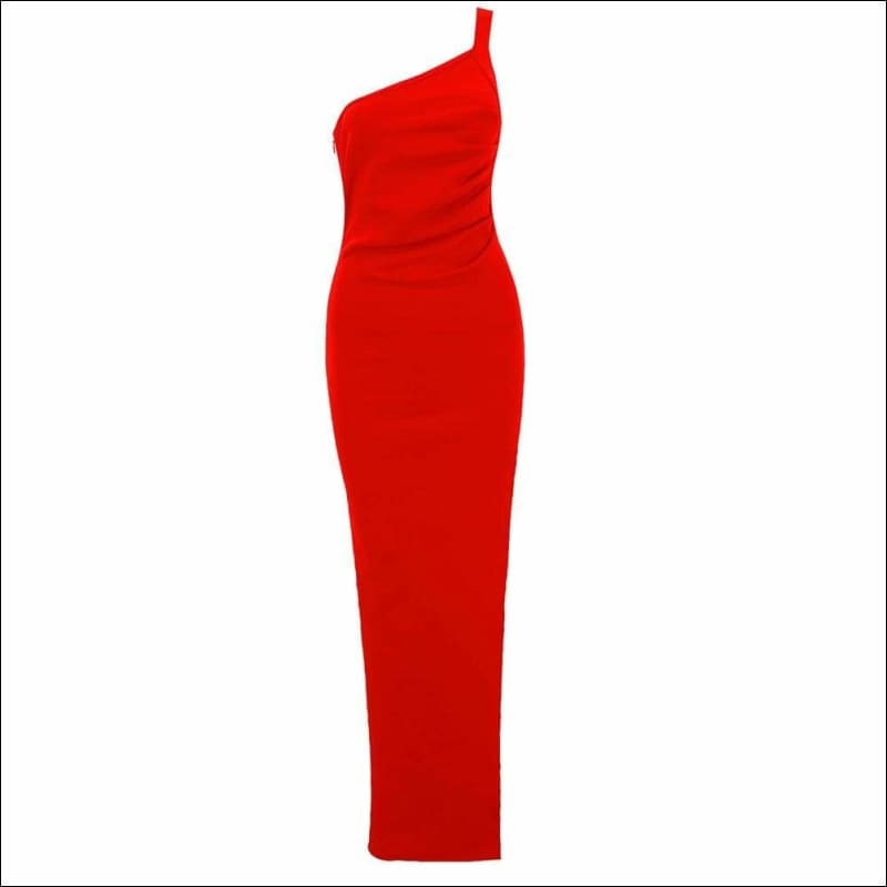 Winnal Sexy One shoulder Side slit Long Dress Vstidos Beach Party Club Bodycon Red