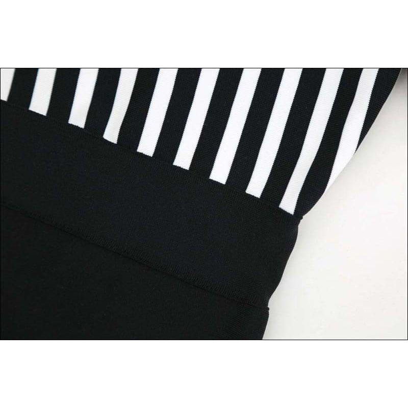 Winnal Sexy Vertical Stripe Off The Shoulder Bodycon Dress