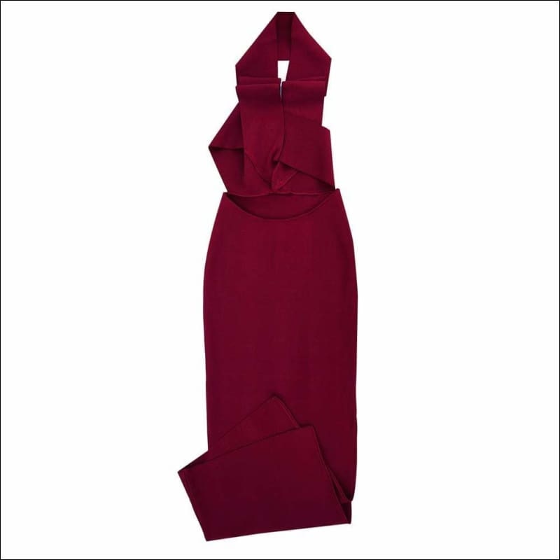 Winnal Sleevelee V-Neck Backless Long Bodycon Dress With Side Open
