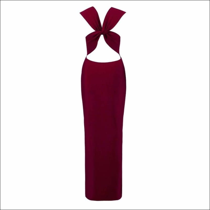Winnal Sleevelee V-Neck Backless Long Bodycon Dress With Side Open