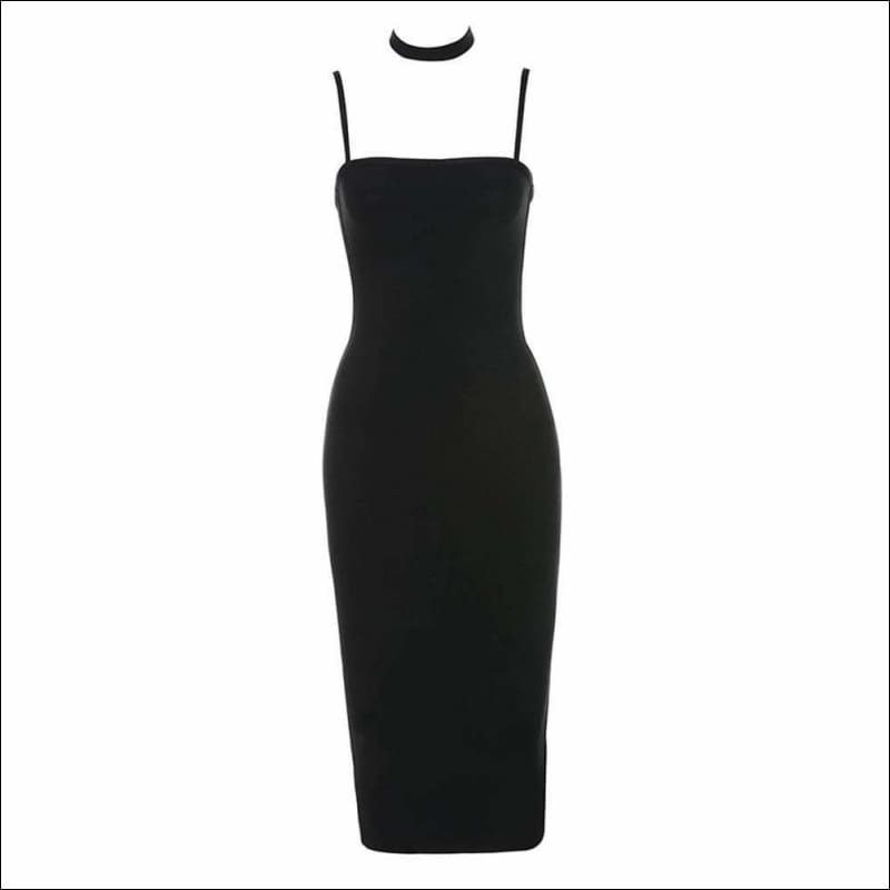 Winnal Sleevess Off The Shoulder Bardot Long Bodycon Dress Slit at Back With Choke