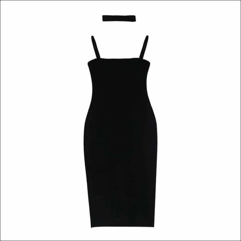 Winnal Sleevess Off The Shoulder Bardot Long Bodycon Dress Slit at Back With Choke