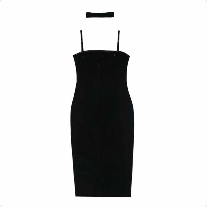 Winnal Sleevess Off The Shoulder Bardot Long Bodycon Dress Slit at Back With Choke