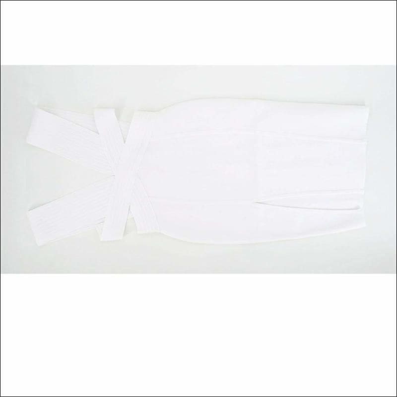 Winnal White Sleeveless Halter Cut-Out Crossed Side Slit Midi Bodycon Dress
