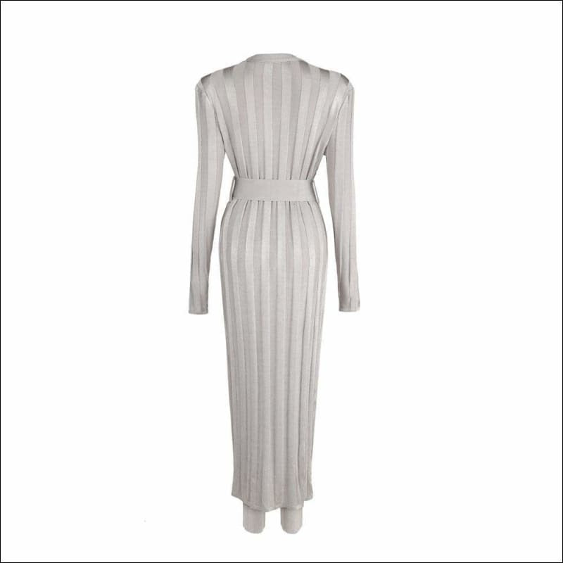 Winnal Women’s 2-Piece Sets Long Sleeve V Neck Party Bodycon Dress With Belt