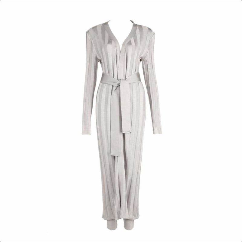 Winnal Women’s 2-Piece Sets Long Sleeve V Neck Party Bodycon Dress With Belt