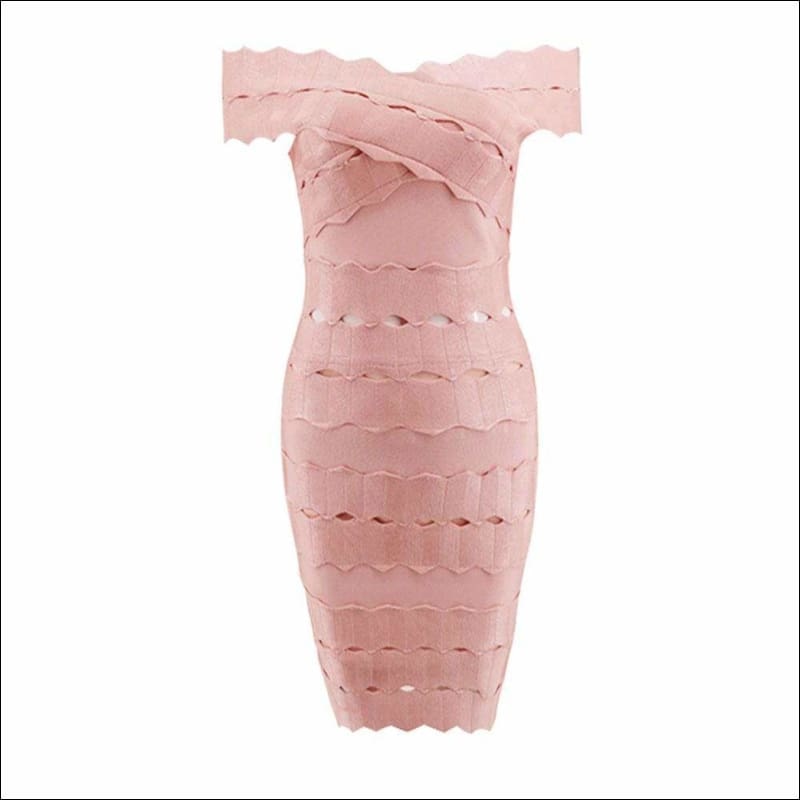 Winnal Women’s Bandage bardot Crop Off Shoulder Wave Cut Out Sleeveless Bodycon Dress