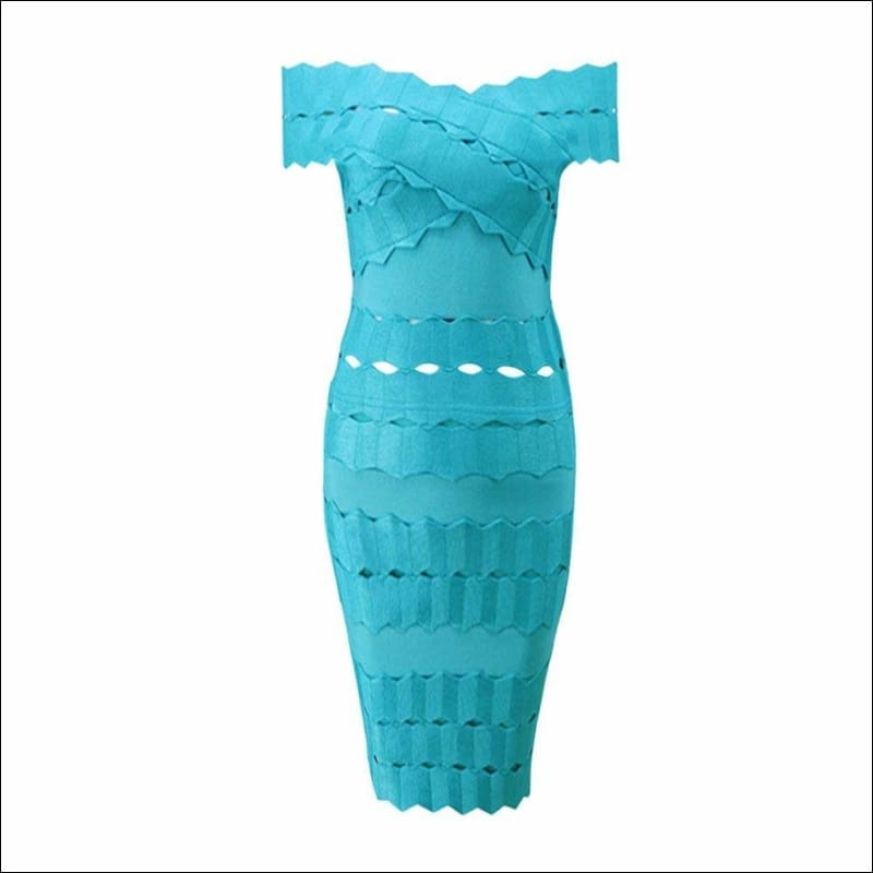 Winnal Women’s Bandage bardot Crop Off Shoulder Wave Cut Out Sleeveless Bodycon Dress