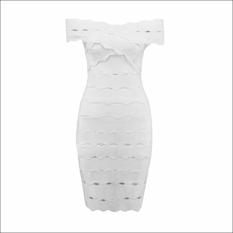 Winnal Women’s Bandage bardot Crop Off Shoulder Wave Cut Out Sleeveless Bodycon Dress