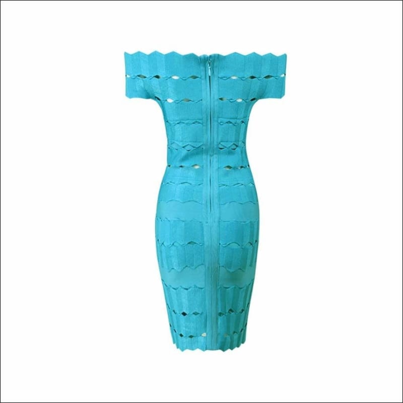 Winnal Women’s Bandage bardot Crop Off Shoulder Wave Cut Out Sleeveless Bodycon Dress