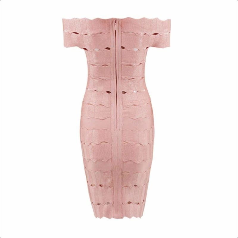 Winnal Women’s Bandage bardot Crop Off Shoulder Wave Cut Out Sleeveless Bodycon Dress