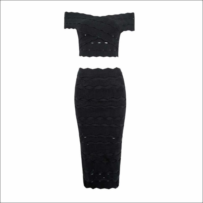 Winnal Women’s Bandage Crop Off Shoulder Wave Cut Out Party Mini 2pc sets Sleeveless Bodycon