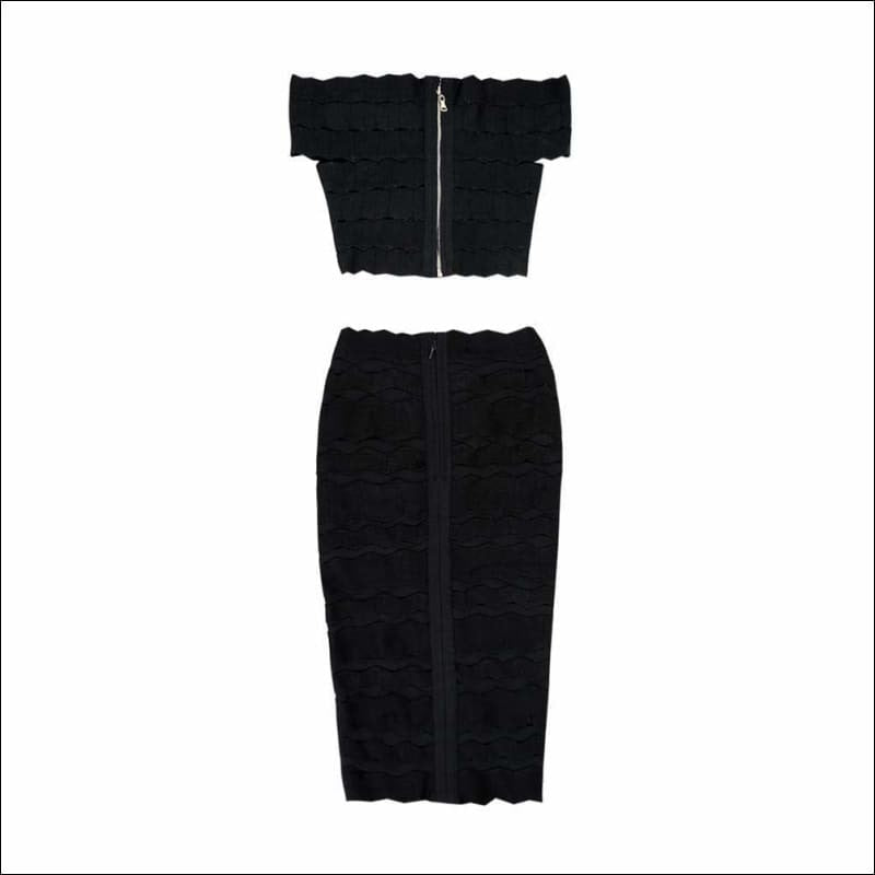 Winnal Women’s Bandage Crop Off Shoulder Wave Cut Out Party Mini 2pc sets Sleeveless Bodycon