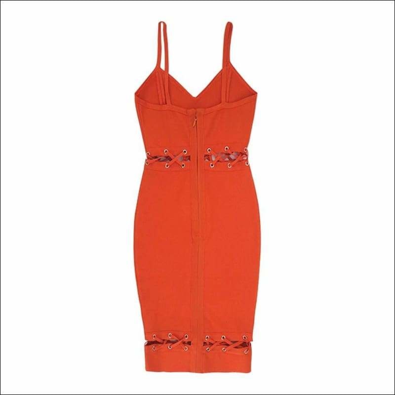 Winnal Women’s Bandage Off Shoulder High Waist Howllow Loop Sleeveless Neckline Bodycon Dress