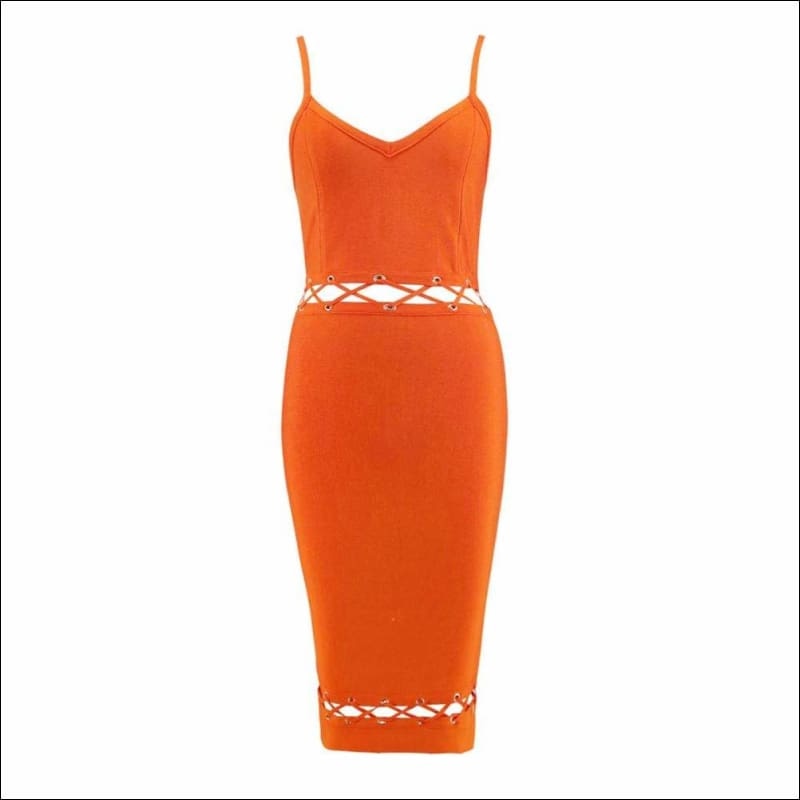 Winnal Women’s Bandage Off Shoulder High Waist Howllow Loop Sleeveless Neckline Bodycon Dress
