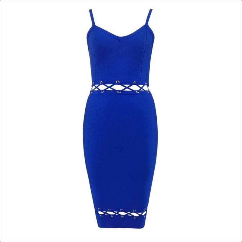 Winnal Women’s Bandage Off Shoulder High Waist Howllow Loop Sleeveless Neckline Bodycon Dress