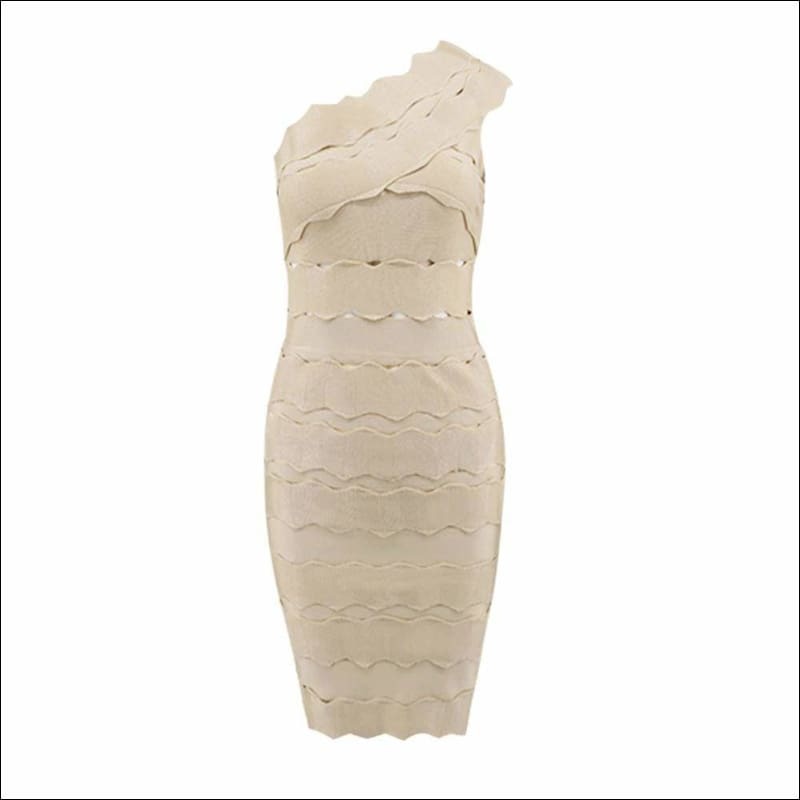 Winnal Women’s Bandage One Shoulder Wave Howllow Cut Out Sleeveless Bodycon Maxi Dress