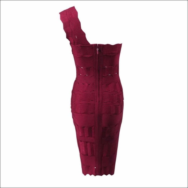 Winnal Women’s Bandage One Shoulder Wave Howllow Cut Out Sleeveless Bodycon Maxi Dress