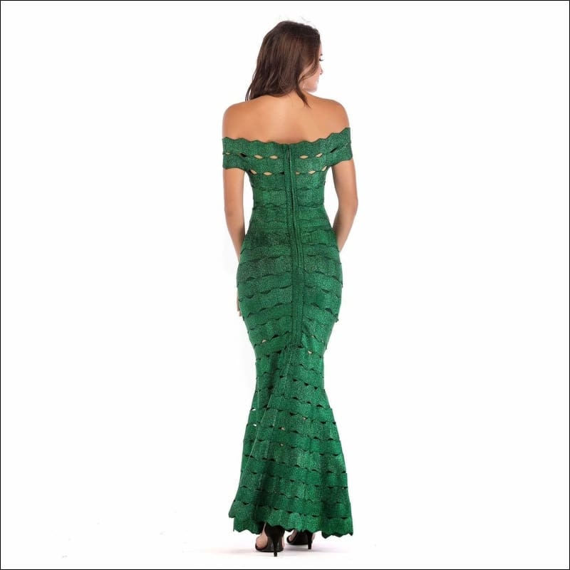 Winnal Women’s Party Off Shoulder Fishtail Midi bodycon Bandage Dress
