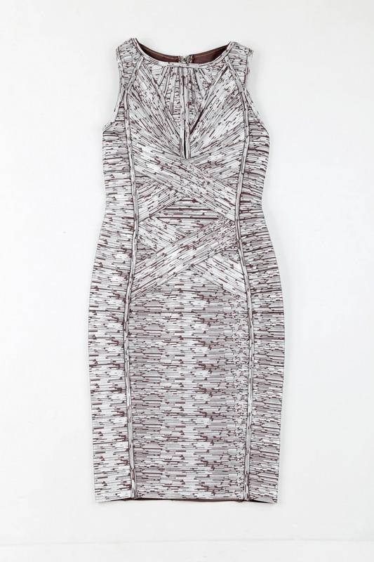 Winnal Womens Scoop neck Sleeveless Bodycon Bandage Dress Metallic Grey