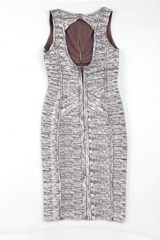 Winnal Womens Scoop neck Sleeveless Bodycon Bandage Dress Metallic Grey