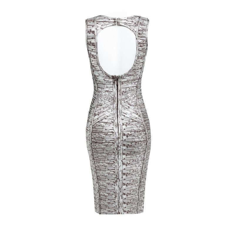 Winnal Womens Scoop neck Sleeveless Bodycon Bandage Dress Metallic Grey