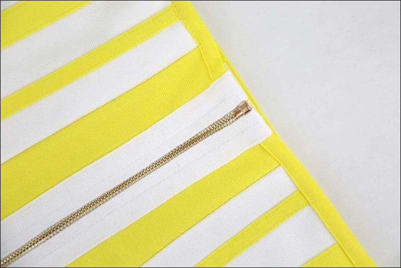 Winnal Women’s Strapless Bustier White and Yellow Bandage Dress