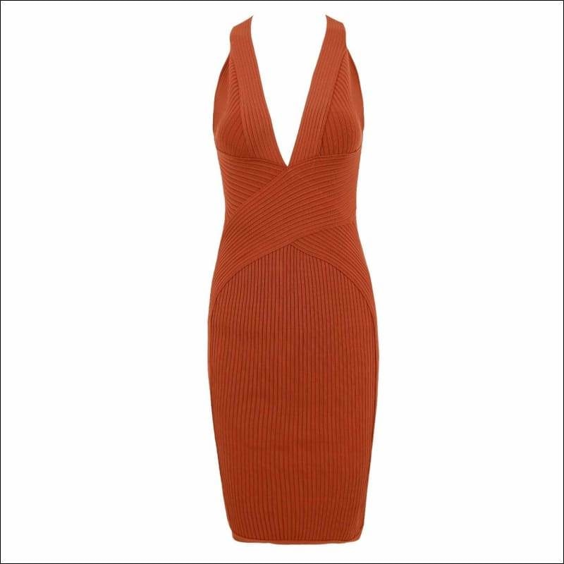 Winnal Women’s Summer Sexy Women Strappy Back Bandage Dress Deep V Plunge Mindi Bodycon Pencil