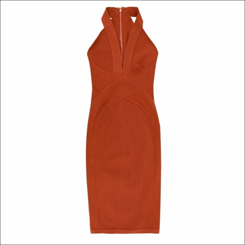Winnal Women’s Summer Sexy Women Strappy Back Bandage Dress Deep V Plunge Mindi Bodycon Pencil