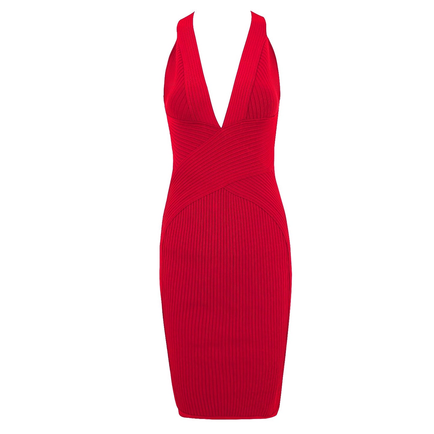 Winnal Women’s Summer Sexy Women Strappy Back Bandage Dress Deep V Plunge Mindi Bodycon Pencil