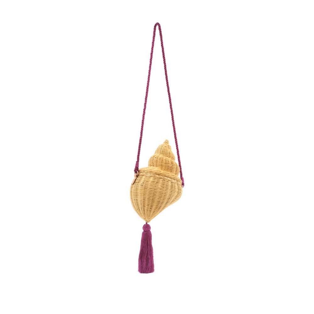Womens Conch Ratten Straw Raffia Cross Body Bag