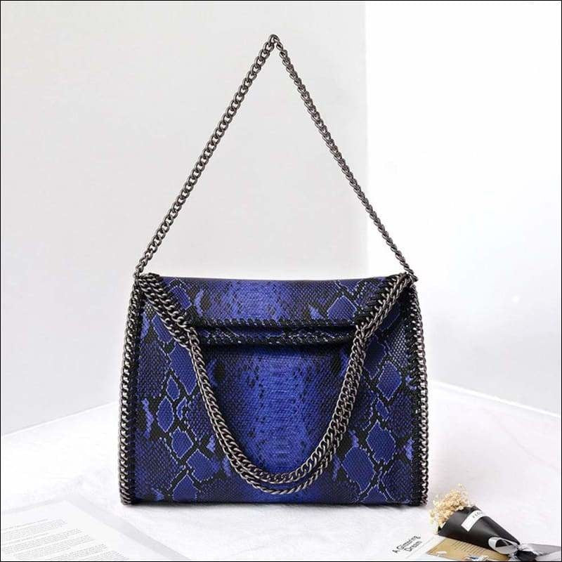 Womens Faux Python Leather Chain Shoulder Bag