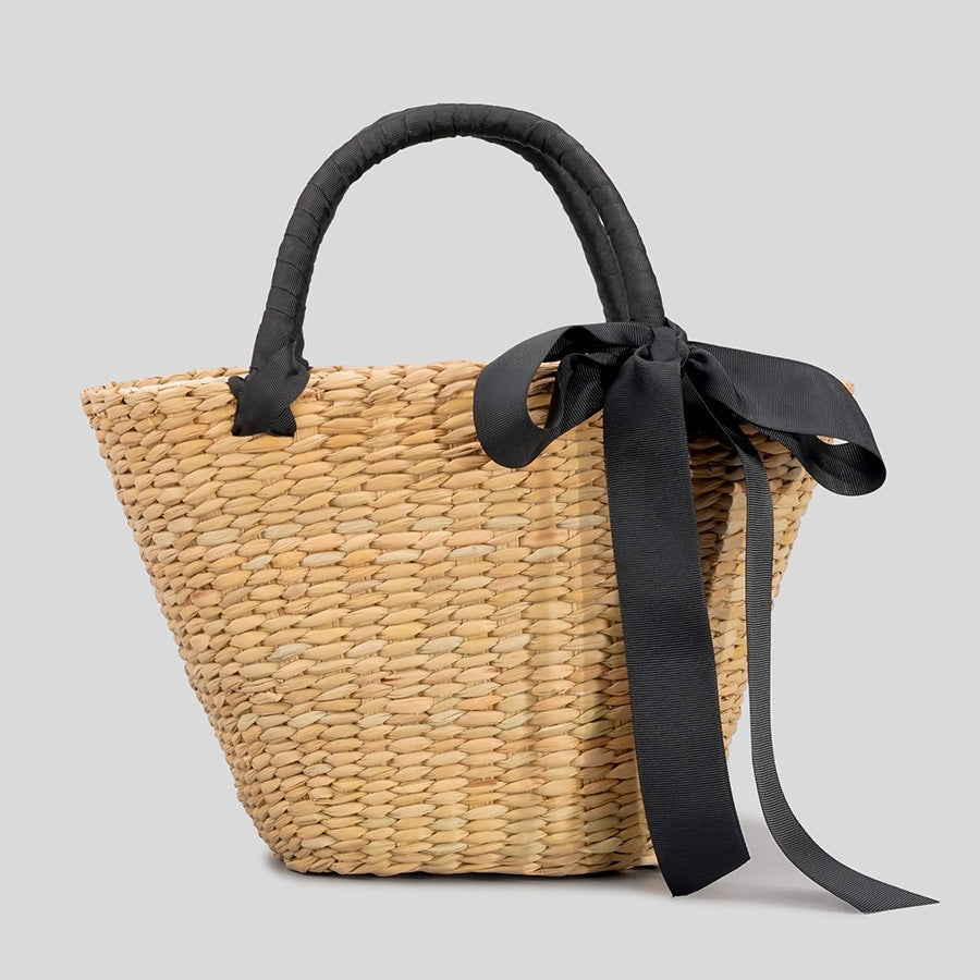 Womens Raffia Straw Basket Top Handle Bag