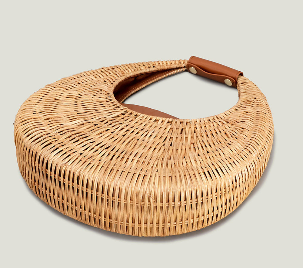 Women’s Wicker Micro Moon Bag