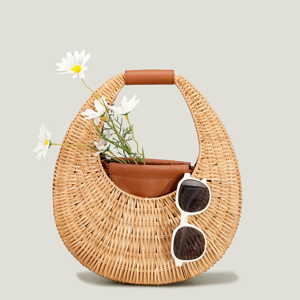 Women’s Wicker Micro Moon Bag