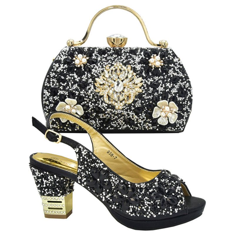 New Summer High Heel Sandals With A Strap Buckle Hhinestone Bag,Diamond Evening Wedding