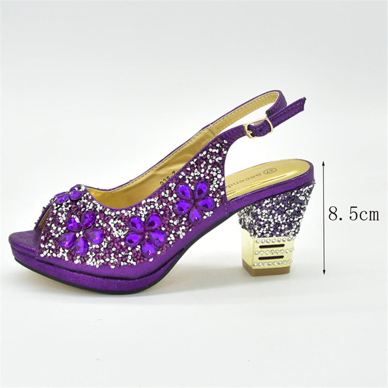 New Summer High Heel Sandals With A Strap Buckle Hhinestone Bag,Diamond Evening Wedding