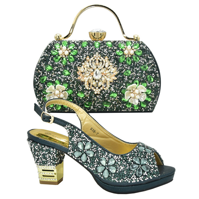 New Summer High Heel Sandals With A Strap Buckle Hhinestone Bag,Diamond Evening Wedding