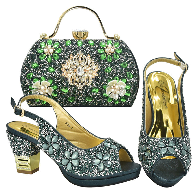 New Summer High Heel Sandals With A Strap Buckle Hhinestone Bag,Diamond Evening Wedding