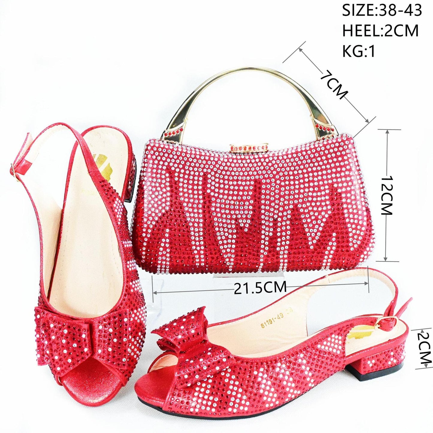 Low-Heeled Casual Daily Sandals With Handle Clutch Bag Rhinestones Women Shoes Set,Beautiful Party Shoe Rhinestone Decoration Women’s WL