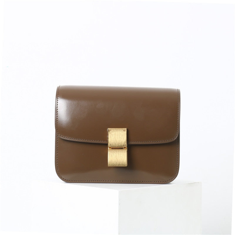 Womens Calfskin Leather Box Bag