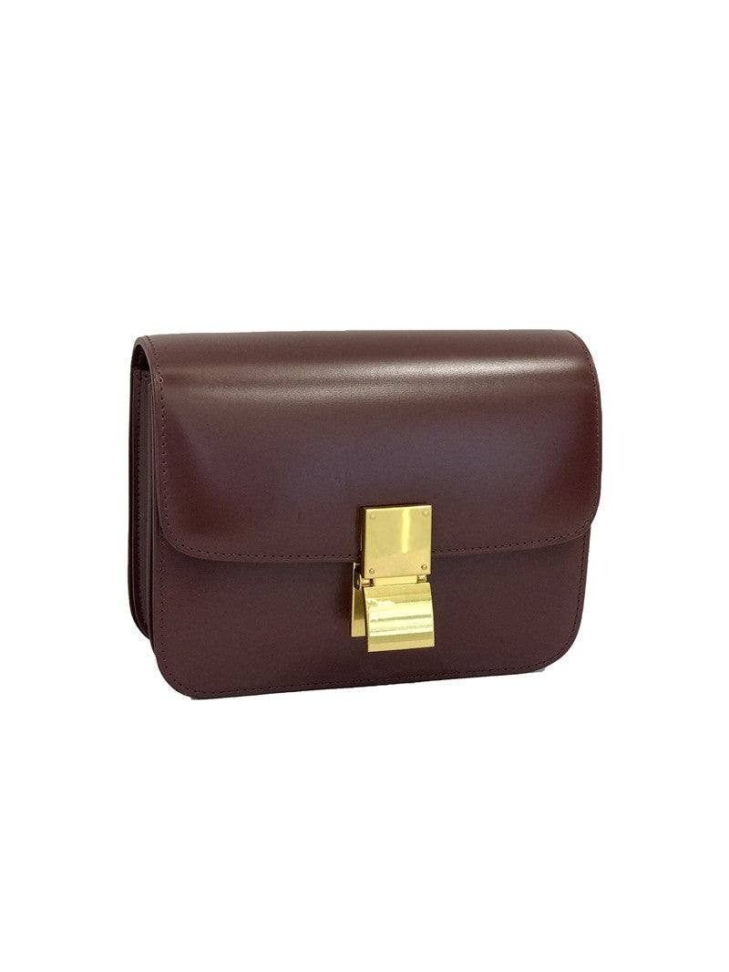 Womens Calfskin Leather Box Bag