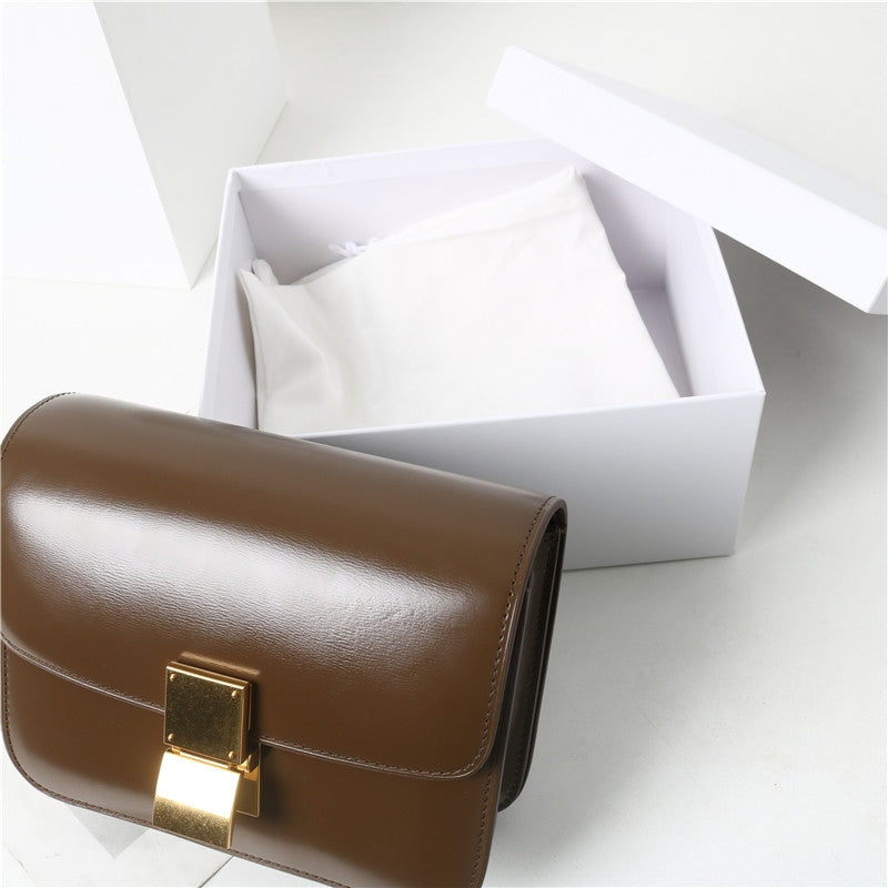 Womens Calfskin Leather Box Bag