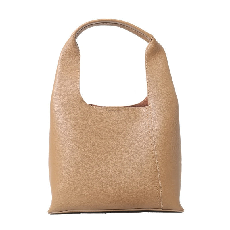 Womens Calfskin Leather Large Underarm Hobo Bag With Pouch