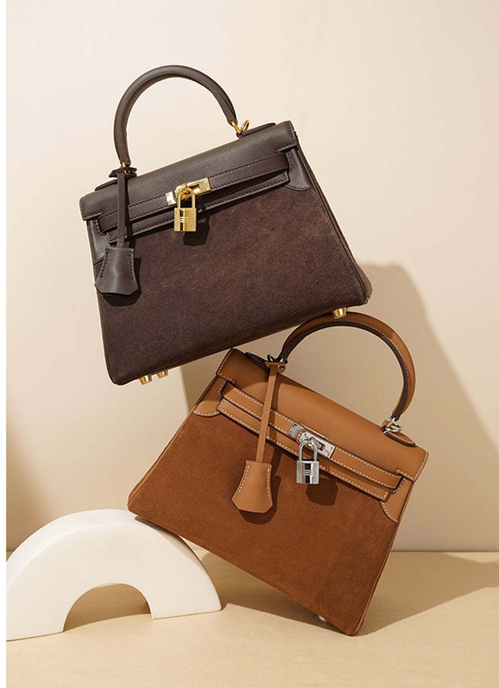 Womens Fashion Leather Padlock Satchel Tote Bag