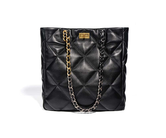 Womens Fashion Quilted Pillow Effect Leather Tote Shoulder Bag