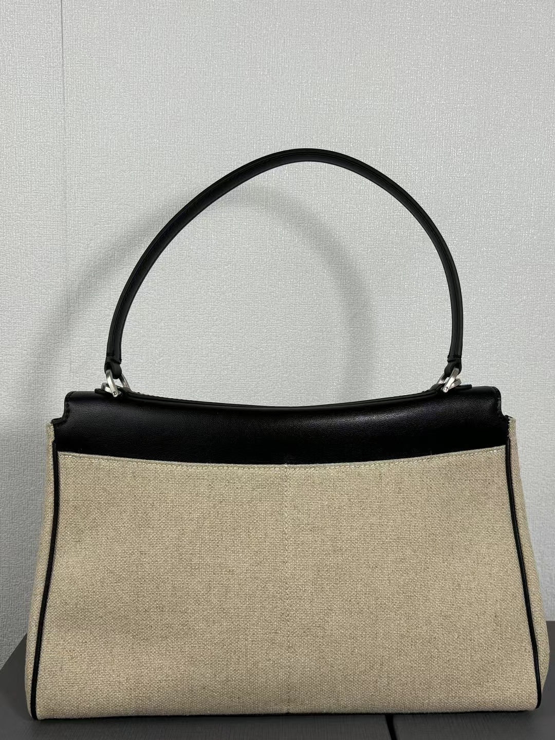 Womens Leather Canvas Top Handle Bag