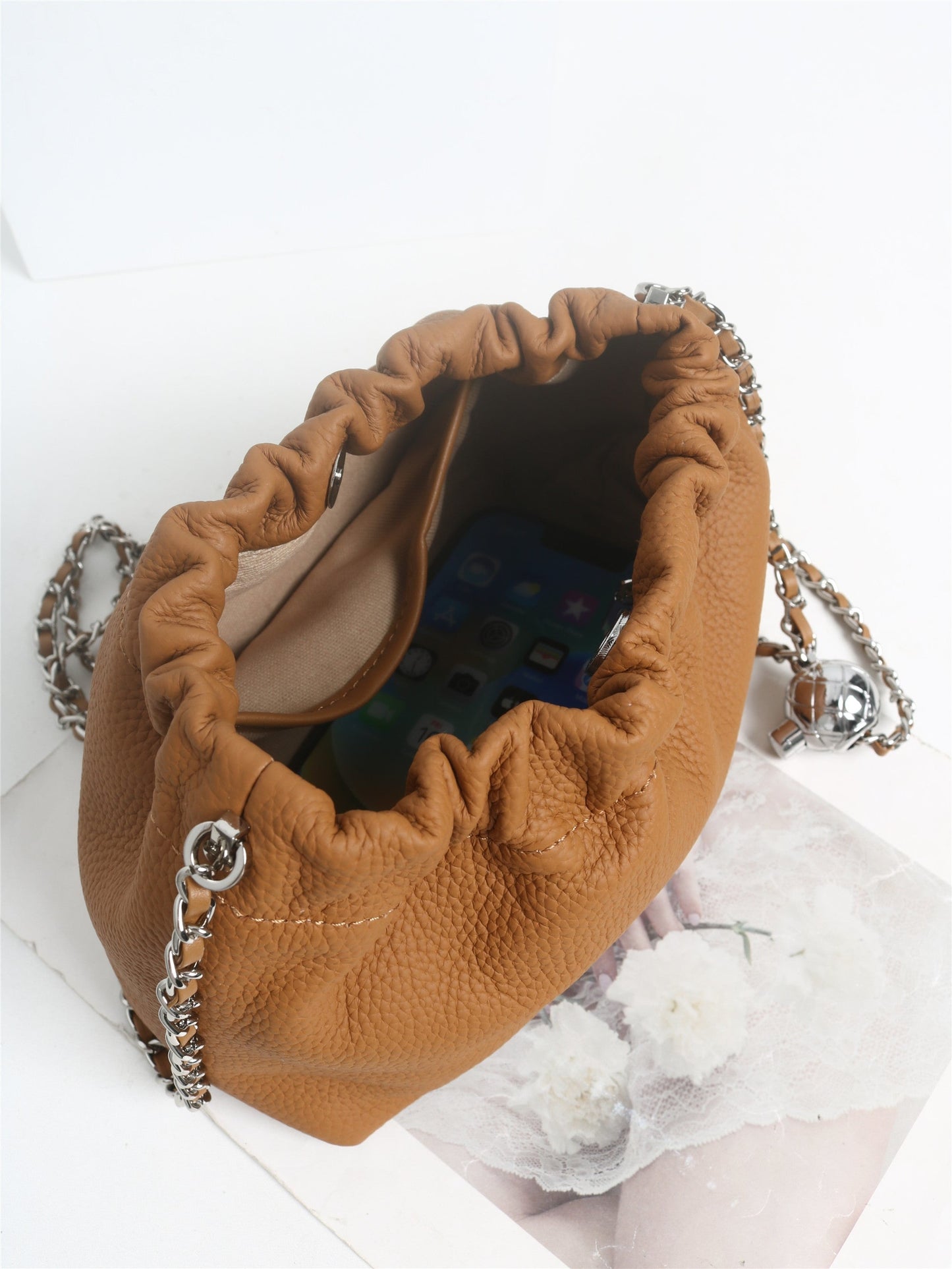 Womens Leather Cloud Shoulder Bag