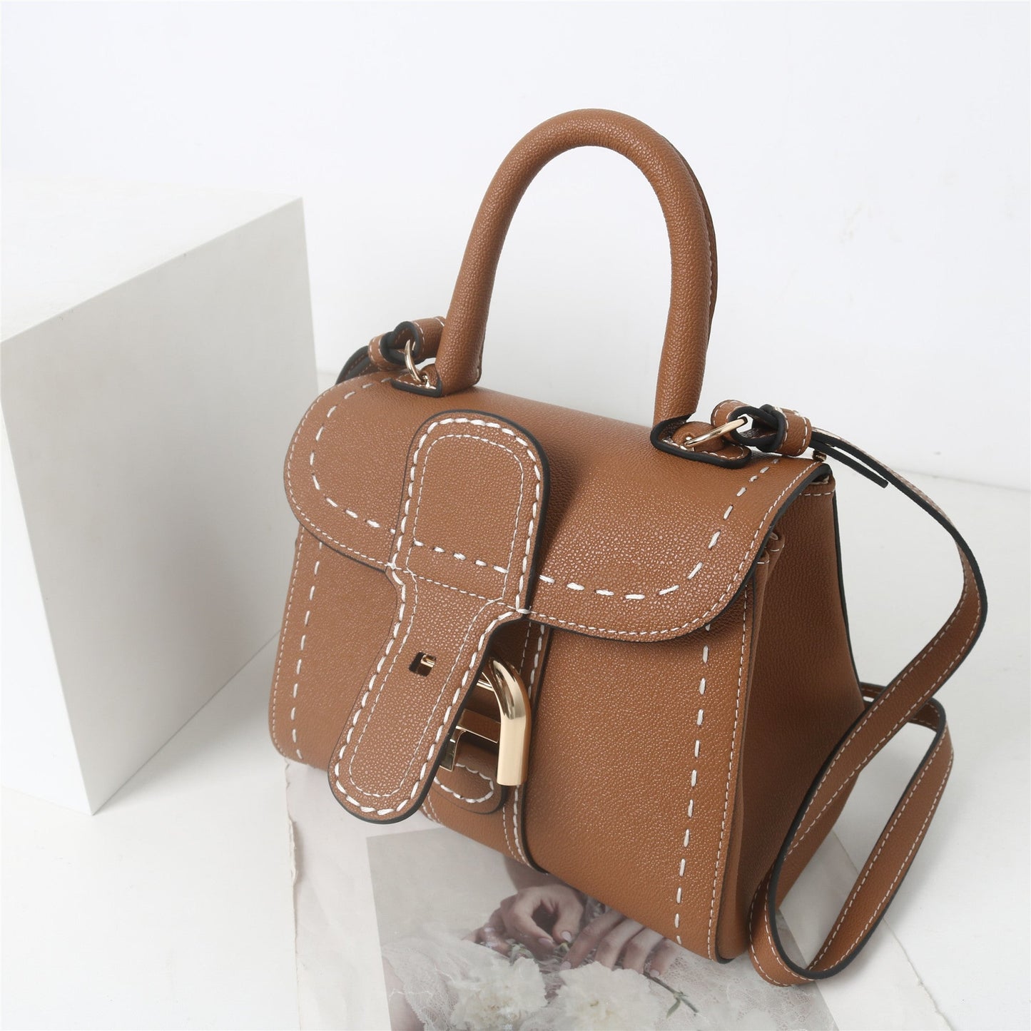Womens Leather Top Handle Cross Body Bag