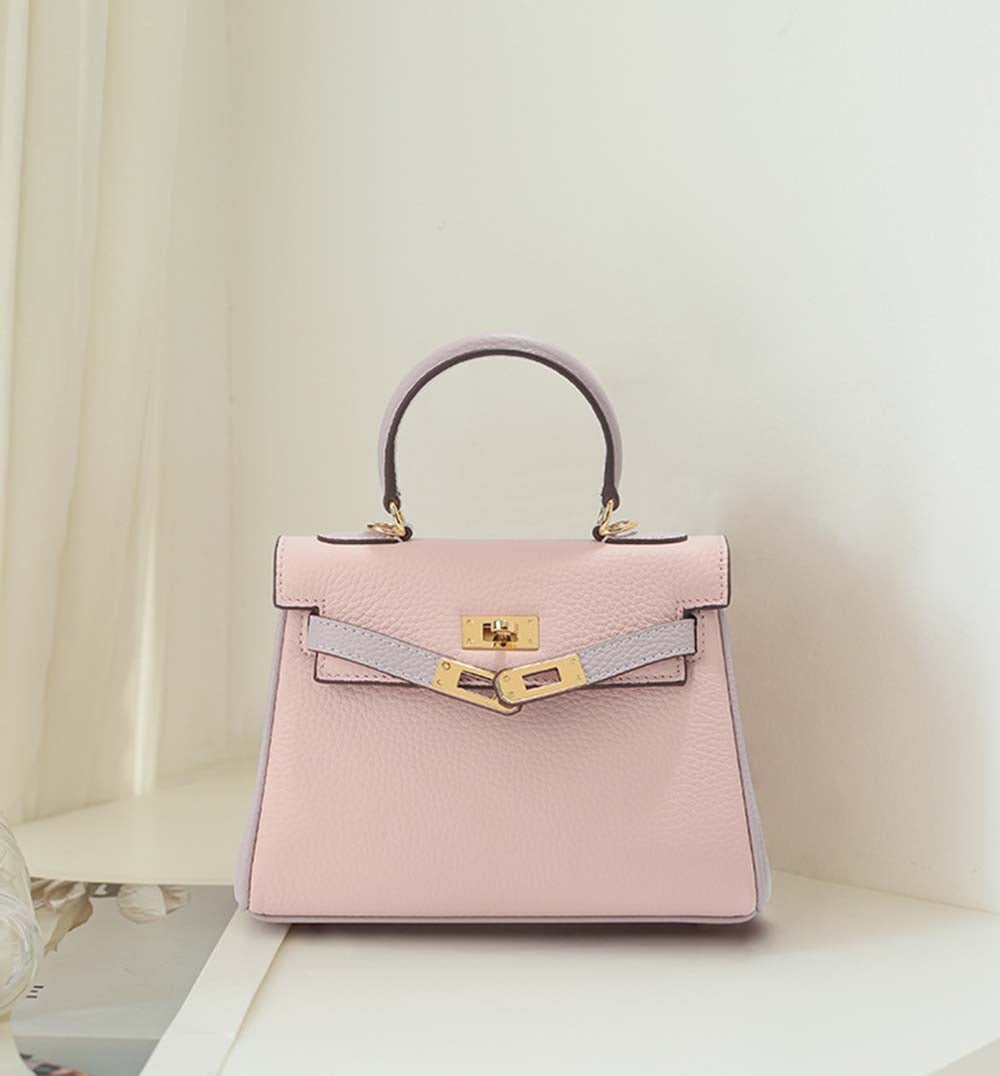 Womens Mini Padlock Pink / Mauve Pale Gold Hardware Grainy Togo Leather